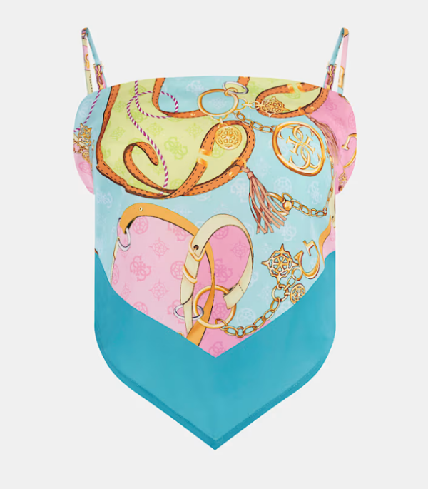 Guess Satin Top In Scarf Style